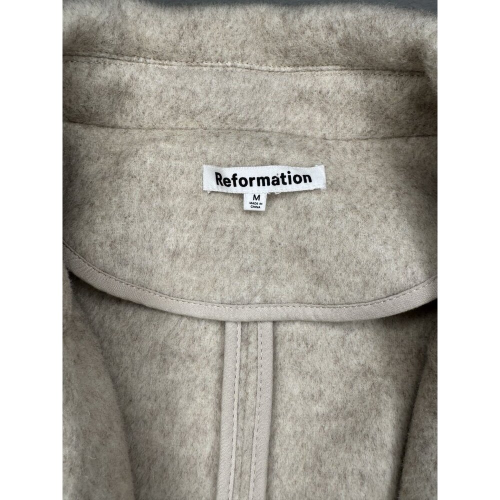 New Reformation Wool Coat Size M Wrap Beige Neutral - Picture 8 of 12